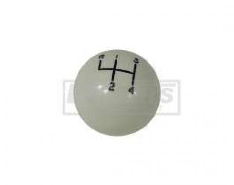 El Camino Shift Knob, 4-Speed, White, With 5/16 Thread, 1964-1968