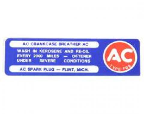 El Camino Engine Compartment Decal, Oil Breather, 1964-1967