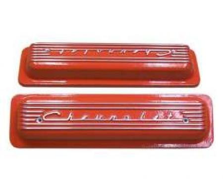 El Camino Valve Covers, Classic-Style, Aluminum, Orange, 1959-1987