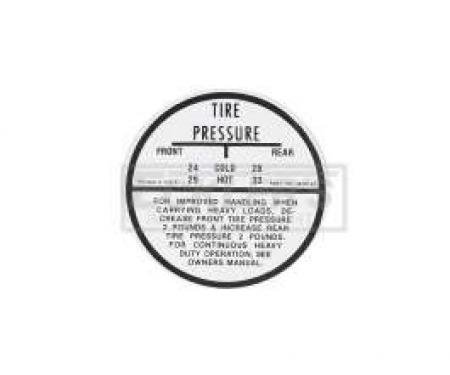 El Camino Tire Pressure Decal, 1959-1960