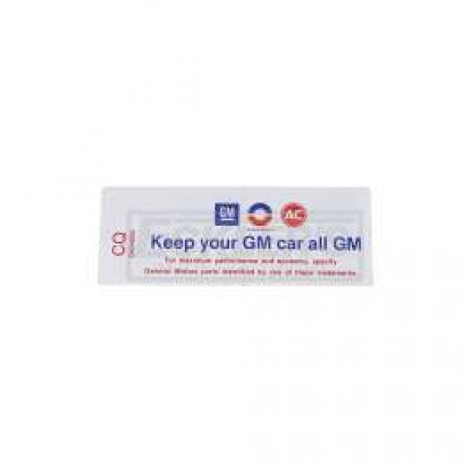 El Camino Air Cleaner Decal, 350/250Hp, Keep Your GM All GM, 1970