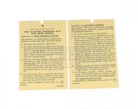 El Camino Cruise Control Instruction Tag, 1970-1974