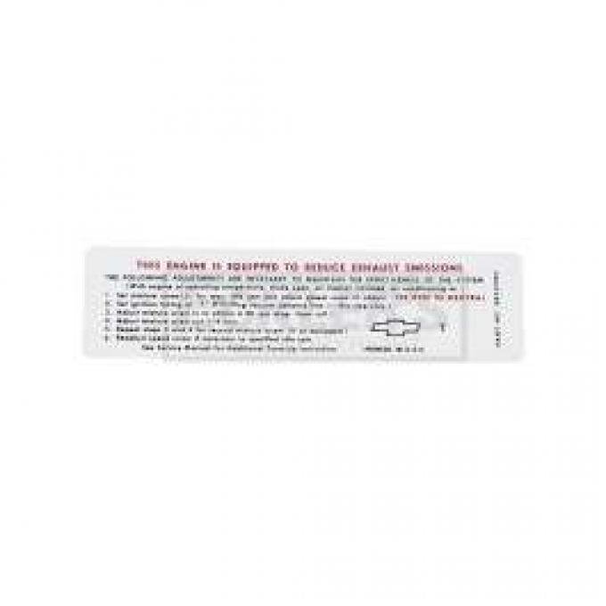 El Camino Emission Decal, 327/250 Hp, Manual Transmission, Code T, 1968