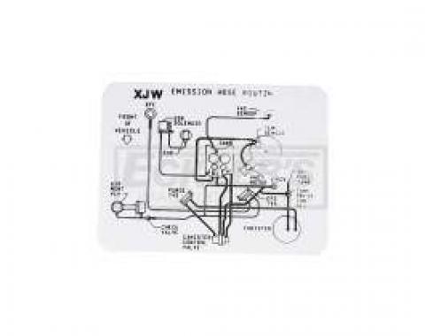 El Camino Emission Decal, 305 c.i. (5.0) Hose Routing, Code XJW, 1984