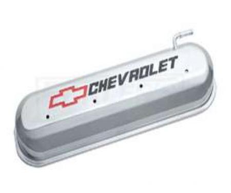 LS Series Motors, V8, Valve Cover, Polised With Recessed RedAnd Black Emblems