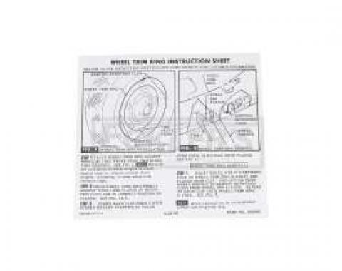 El Camino Rally Wheel Trim Ring Instruction Decal, 1967