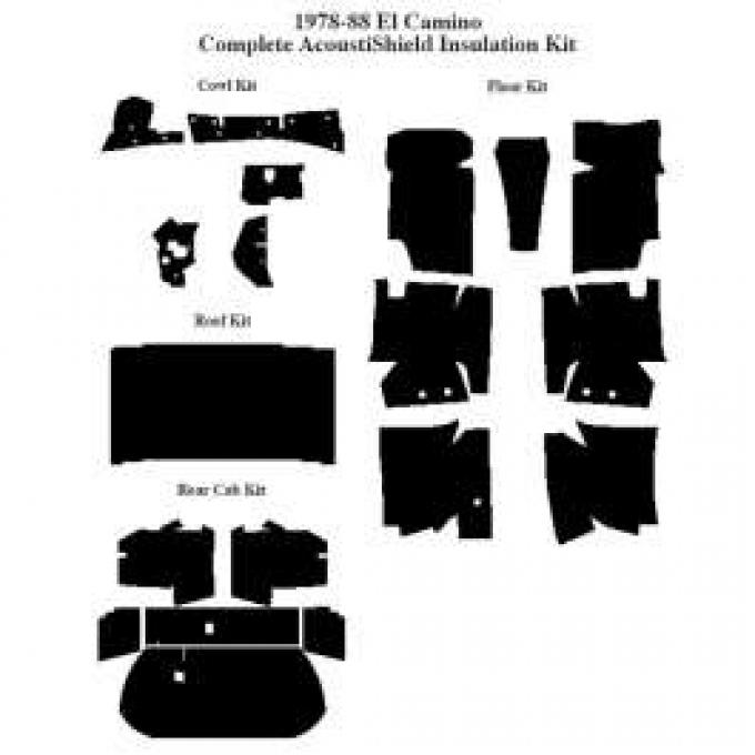 El Camino Acoustic Insulation Kits Complete Set Floor,roof,rear Cab,cowl And Doors, 1978-1987