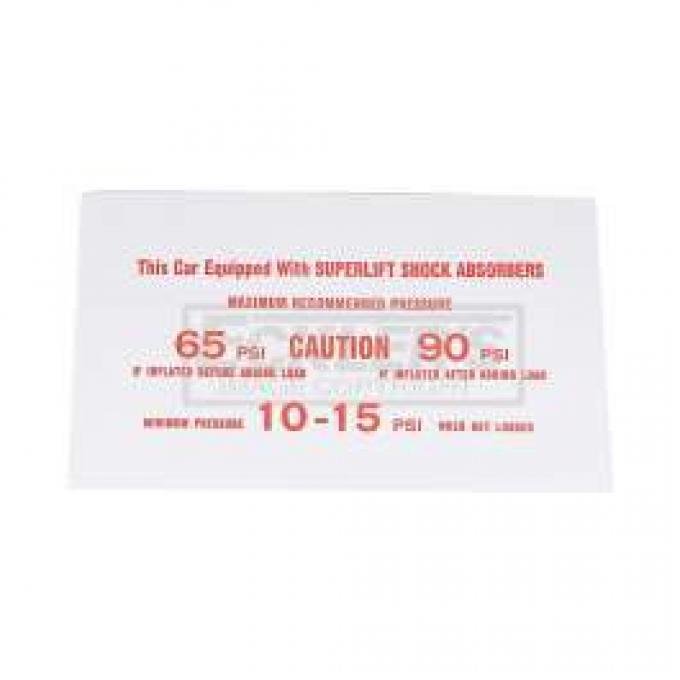 El Camino Interior Decal, El Camino Or Sprint Air Shock Instructions Card, 1975-1978