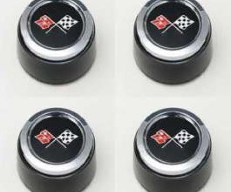 El Camino 1973-1979 Corvette Style Black Center Wheel Cap Set, For Corvette Style Aluminum Wheels