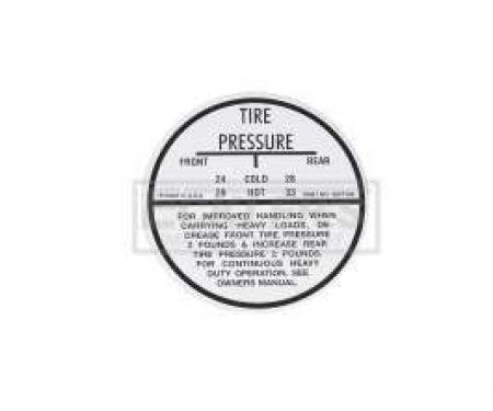 El Camino Tire Pressure Decal, 1964-1965