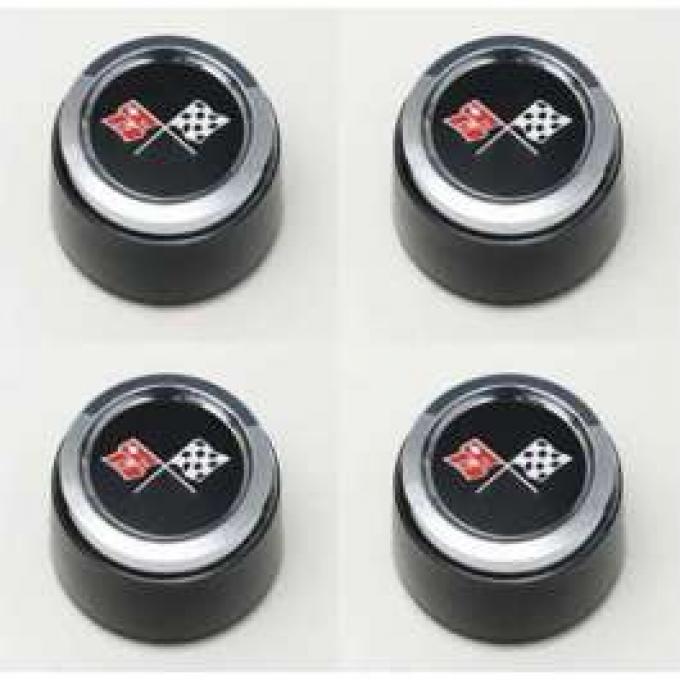 El Camino 1973-1979 Corvette Style Black Center Wheel Cap Set, For Corvette Style Aluminum Wheels