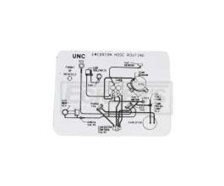 El Camino Emission Decal, 305 c.i. (5.0) Hose Routing, Automatic Manual, Code UNL, 1985