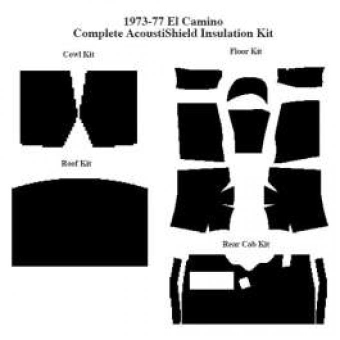 El Camino Insulation, QuietRide, AcoustiShield, Complete Kit, 1973-1977