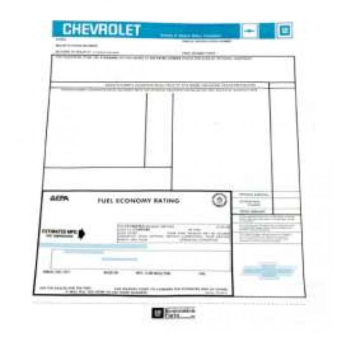 El Camino Window Price Sticker, 1984
