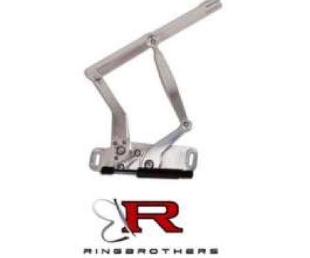 El Camino Hood Hinges,Billet Aluminum, Solid Frame, Natural, With Steel Hood, 1965-1967