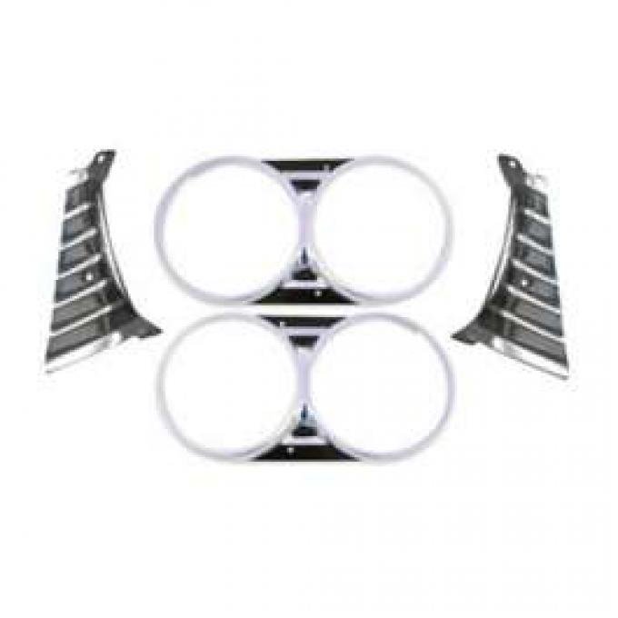 El Camino Headlight Bezel Set, With Extensions, 1966
