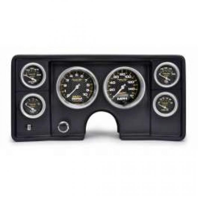 El Camino Instrument Cluster Panel, Black Finish, With Carbon Fiber Series Gauges, 1978-1981