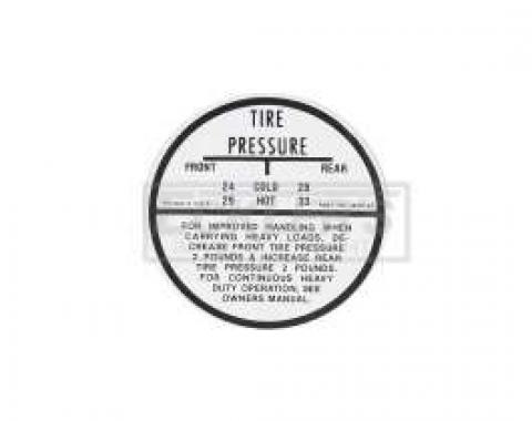 El Camino Tire Pressure Decal, 1959-1960