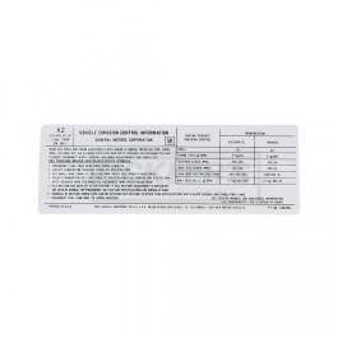 El Camino Emissions Decal, 350-400 c.i. 2 Barrel, Automatic Or Manual Transmission, Code XZ, 1974