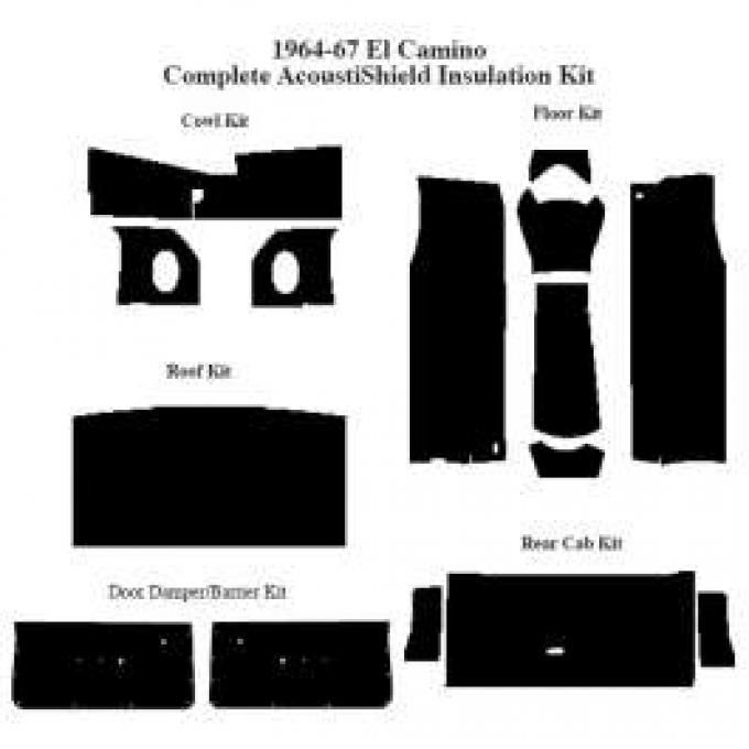 El Camino Insulation, QuietRide, AcoustiShield, Complete Kit, 1964-1967