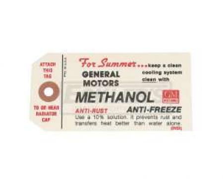 El Camino Engine Compartment Methanol Antifreeze Tag, 1959-1960