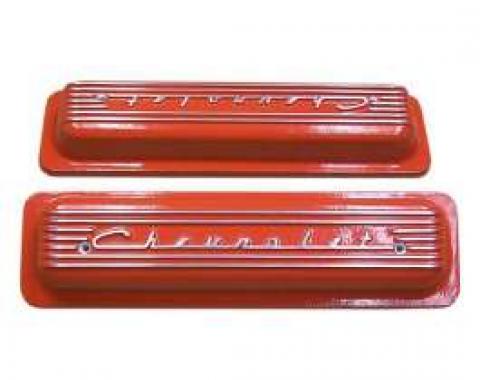El Camino Valve Covers, Classic-Style, Aluminum, Orange, 1959-1987