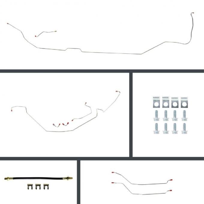 Right Stuff 1964-67 Chevelle, OE Steel 4-Wheel Manual Disc Conversion Brake Line Kit CSM64H4