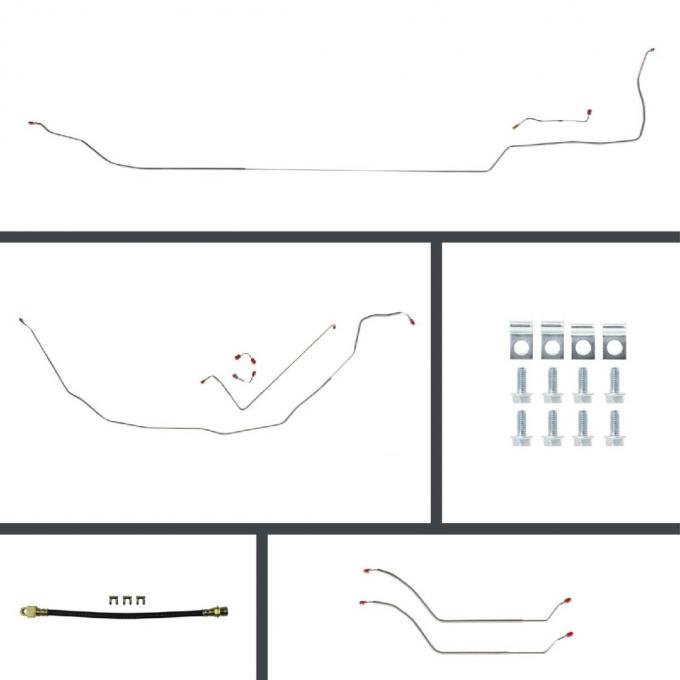 Right Stuff 1968 Chevelle Convt, OE Steel 4-Wheel Manual Disc Conversion Brake Line Kit COM68C4