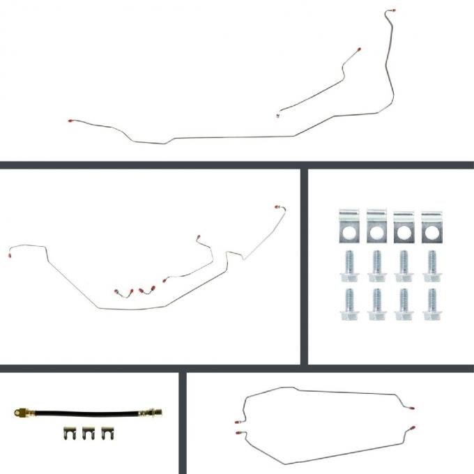 Right Stuff 1966 GM A-Body, Pre-Bent OE Steel Front Disc Conversion 4-Wheel Brake Line Kit ASM66C2