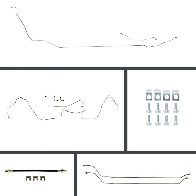 Right Stuff 64-65 GM A-Body, Pre-Bent OE Steel Front Disc Conversion 4-Wheel Brake Line Kit ASP64C2