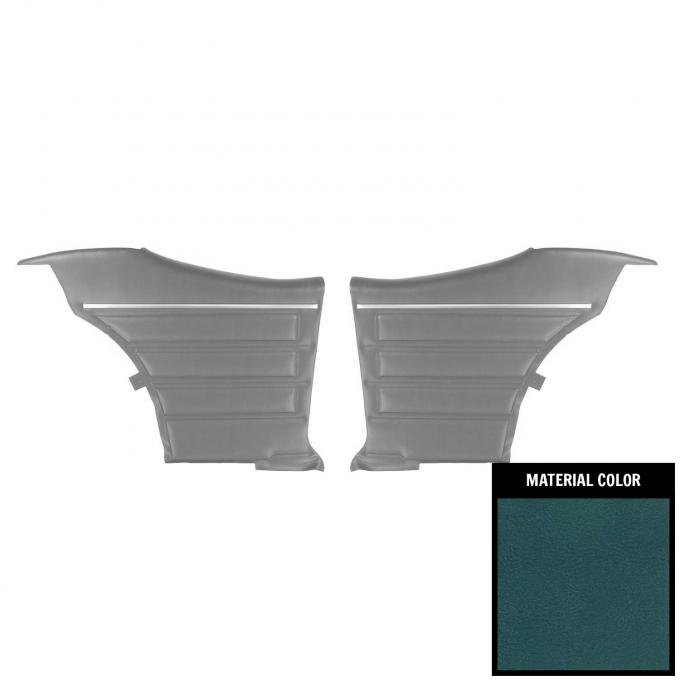PUI Interiors 1968 Pontiac GTO/Lemans Hardtop Blue Pre-Assembled Gold Edition Rear Door Panels PDO442C
