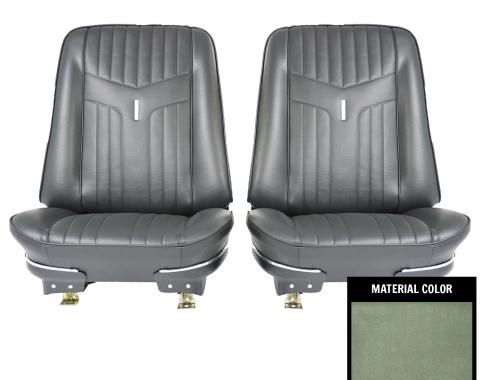 PUI Interiors 1969 Pontiac GTO Dark Metallic Green Front Bucket Seat Covers 69GS24U