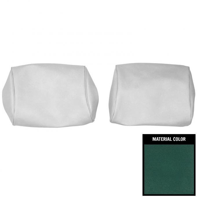 PUI Interiors 1968-1972 Chevelle/GTO/Cutlass/Skylark/Nova Drk Aqua Bench Seat Head Rest Covers 68AH04B