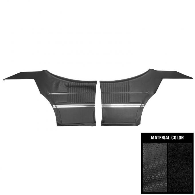 PUI Interiors 1968-1969 Cutlass Holiday "S"Hardtop Pre-Assembled Black Rear Door Panels 68CD10C-P