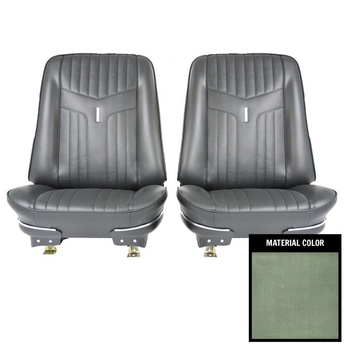 PUI Interiors 1969 Pontiac GTO Dark Metallic Green Front Bucket Seat Covers 69GS24U