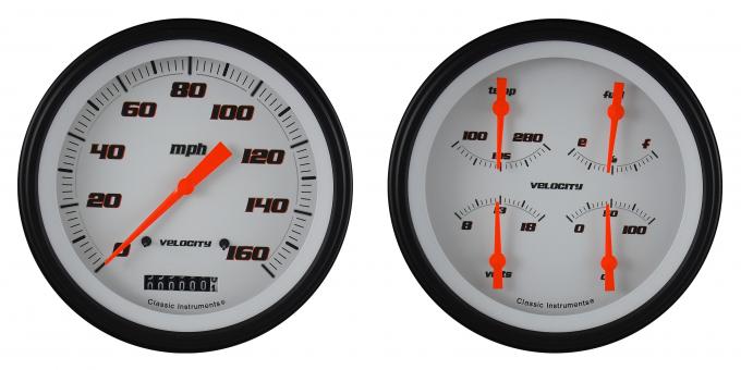 Classic Instruments Velocity White Two Gauge Set VS52WBLF