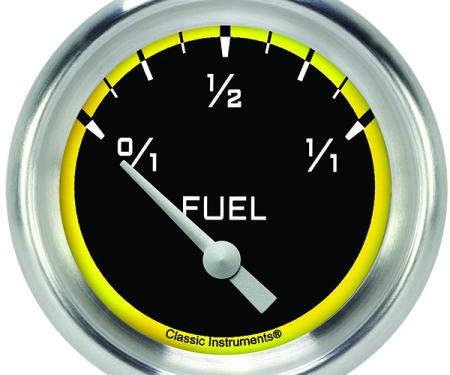 Classic Instruments Autocross Yellow 2 5/8" Fuel Gauge, 240-33 Ohm AX209YAPF