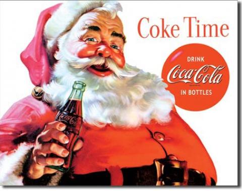 Tin Sign, COKE Santa - COKE Time