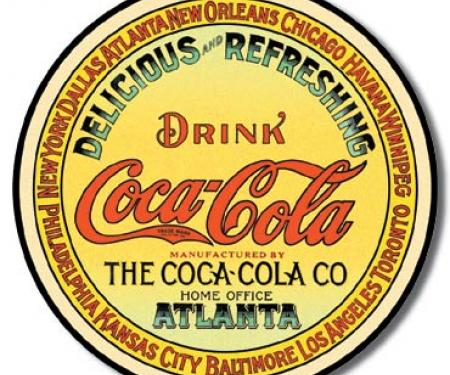 Tin Sign, COKE - Round Keg Label