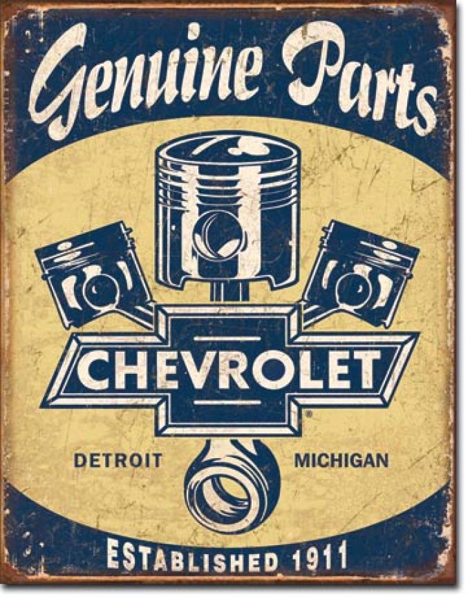 Tin Sign, Chevy Parts - Pistons