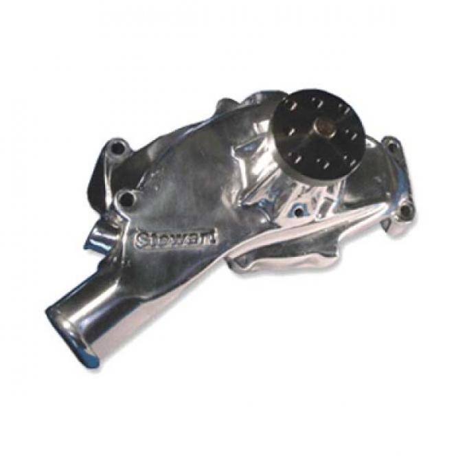 Chevelle Water Pump, Big Block Polished Aluminum, Hi-Flo, Short, Stewart, 1965-1968