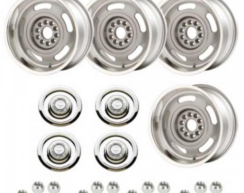 Nova - Rally Wheel Kit, 1-Piece Cast Aluminum With  Flat Disc Brake Style Center Caps,  17x8