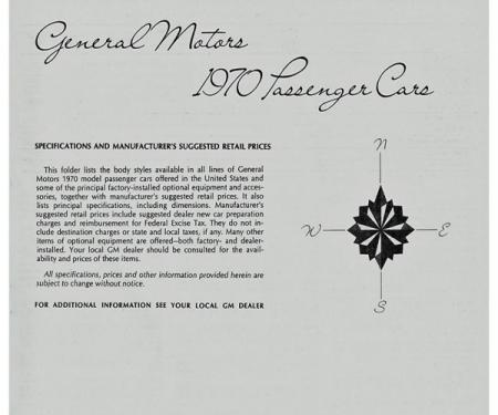 El Camino Manufacturer Suggested Retail Price, Sheet, 1970