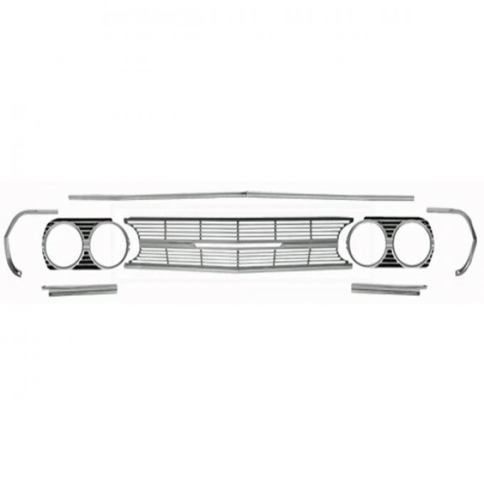 Chevelle And Malibu Grille, Molding, Headlight Extension, Kit, Standard, 1965