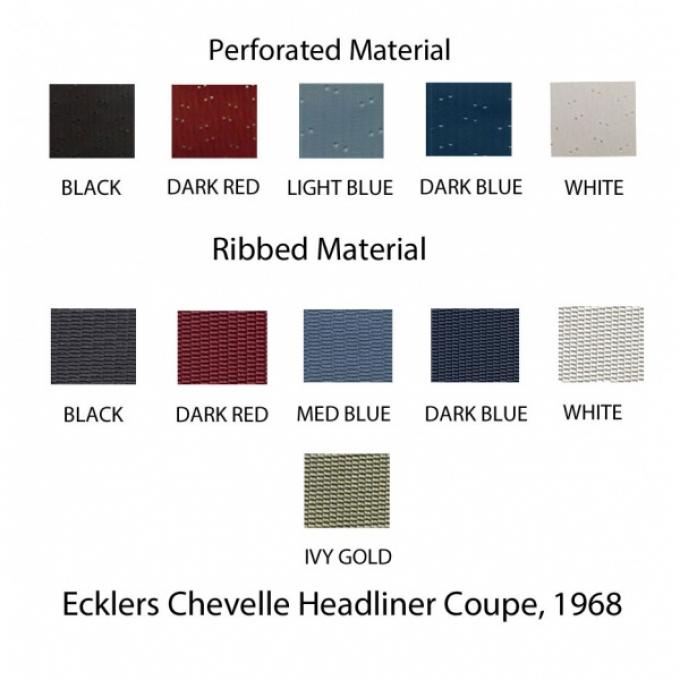 Chevelle  Headliner, Standard Kit, 6-Bow Style, 2-Door Coupe, 1968