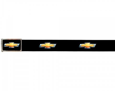 Web Belts, Up to 46'' Waist, Chevy Gold Bowtie Logo, Logo On Belt, Without Bottle Opener