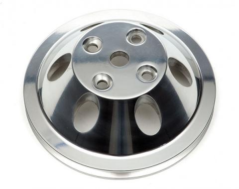 Chevelle Water Pump Pulley, Small Block, Single Groove, Chromed Billet Aluminum, For Cars With Long Water Pump, 1969-1972