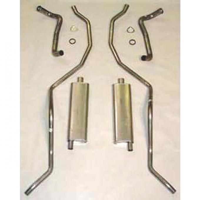 Full Size Chevy Dual Exhaust System, 348 & 409ci, 2-1 & 2",Stainless Steel, Wagon & El Camino, 1960-1964