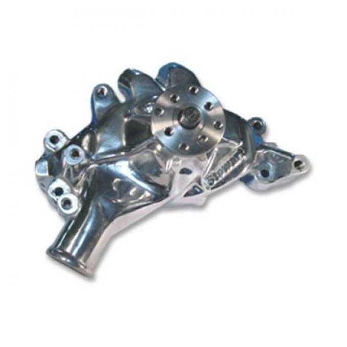 Chevelle Water Pump, Big Block Polished Aluminum, Hi-Flo, Long, Stewart, 1969-1972