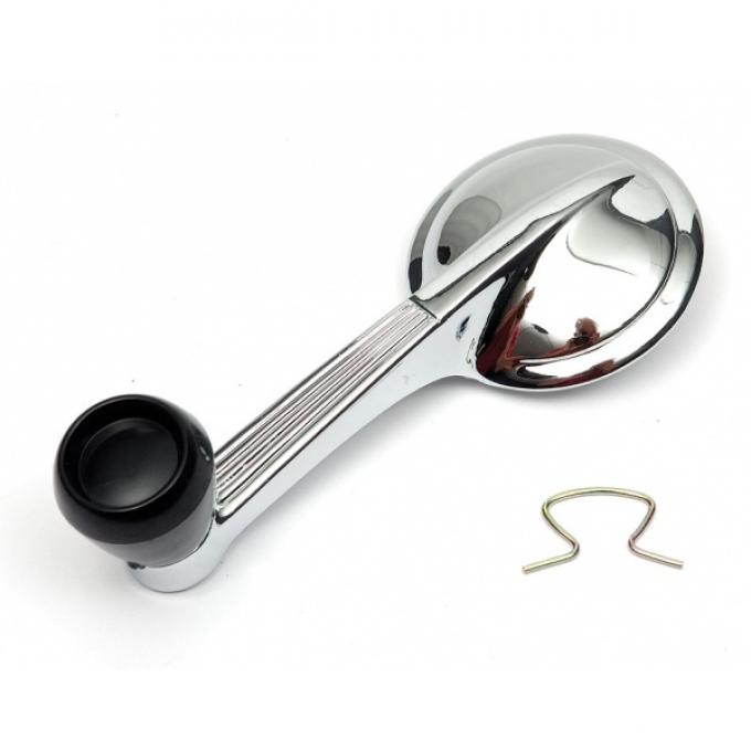 Chevelle Window Crank Handle, With Black Knob, Door, For All Cars Except Malibu, 1964